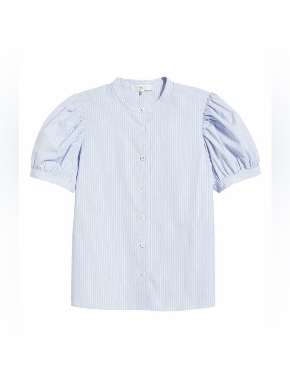 Frame The Gathered Stripe Short Sleeve Button-Up Shirt